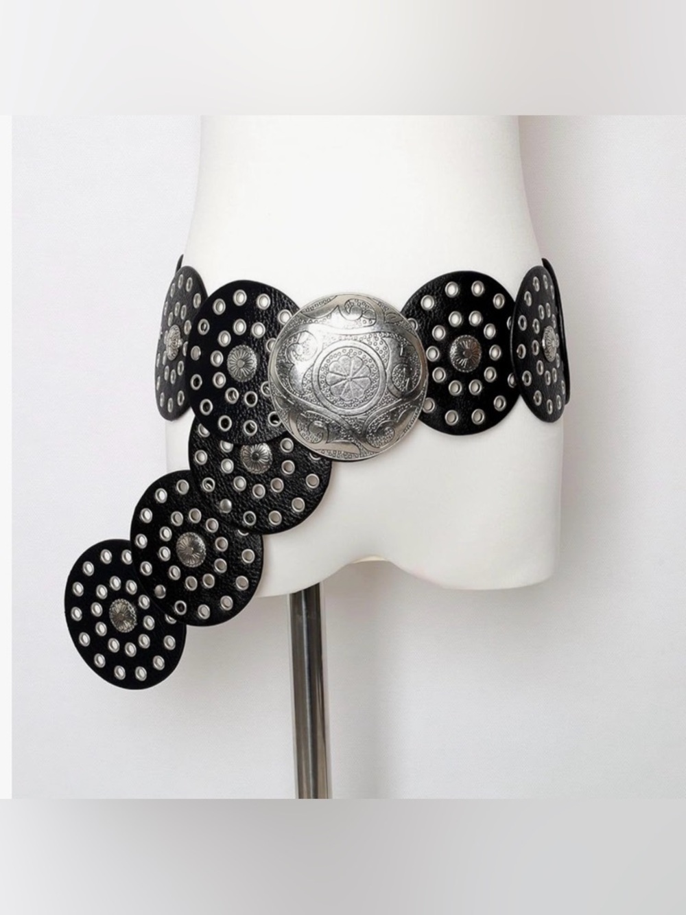 New Black Boho Western Concho Leather Waist Belt